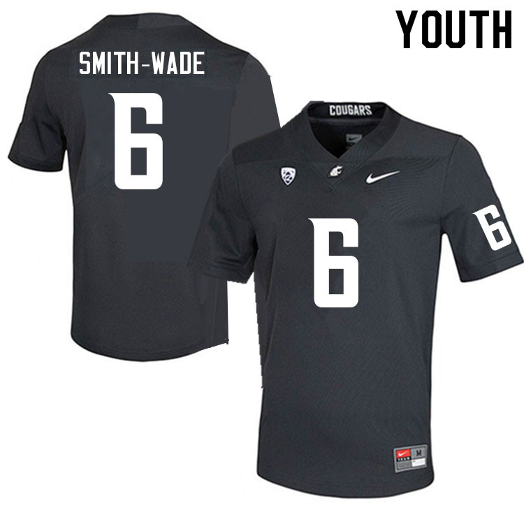 Youth #6 Chau Smith-Wade Washington State Cougars College Football Jerseys Sale-Charcoal - Click Image to Close